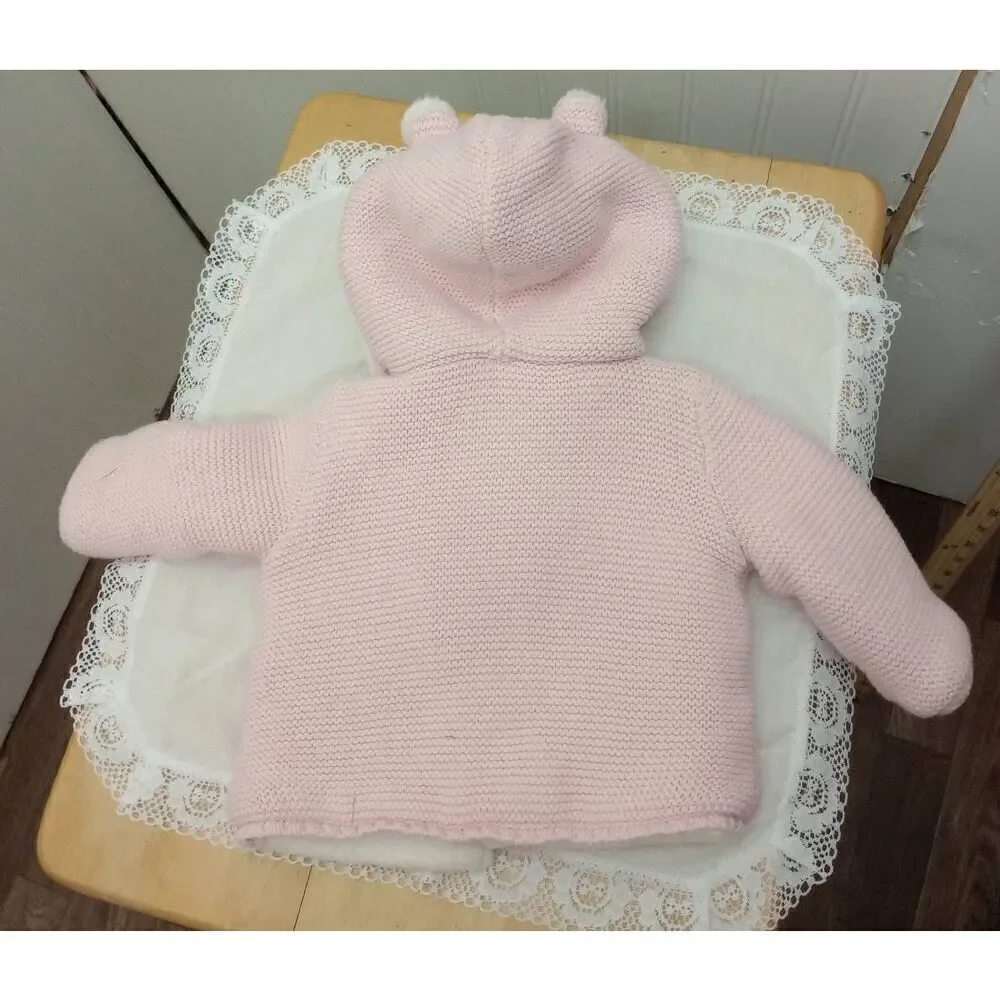 Carters pink knit, Sherpa lined coat 0-3 months girls